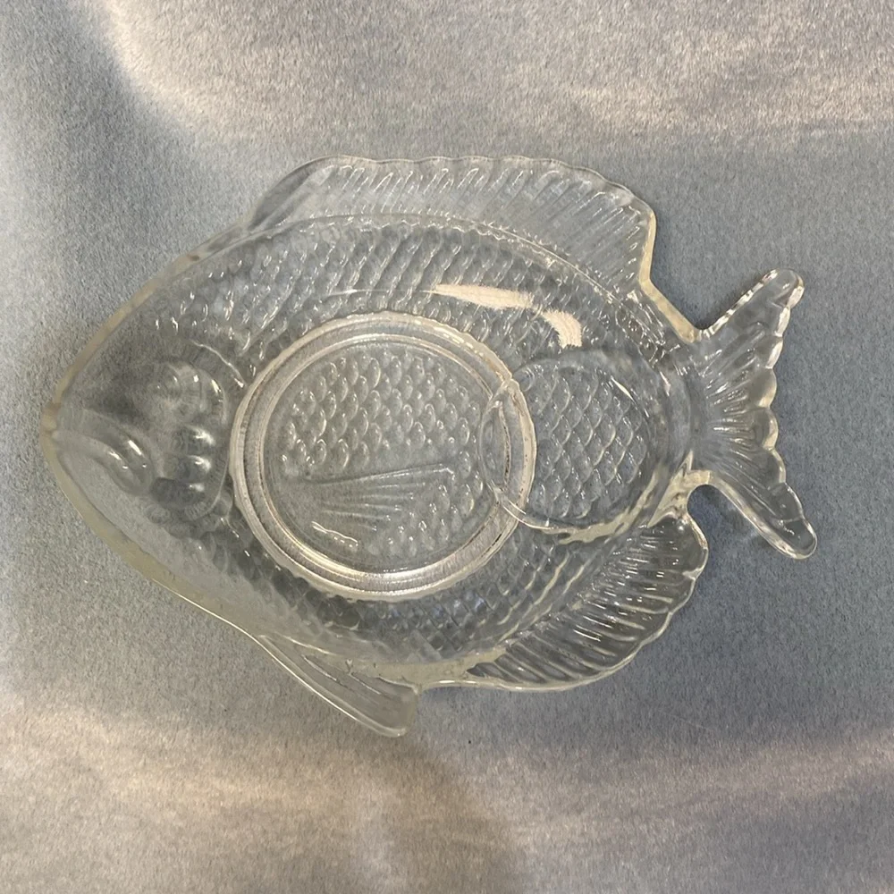 2-Glass Fish Appetizer Plate 1950's Brazil (Set of two)